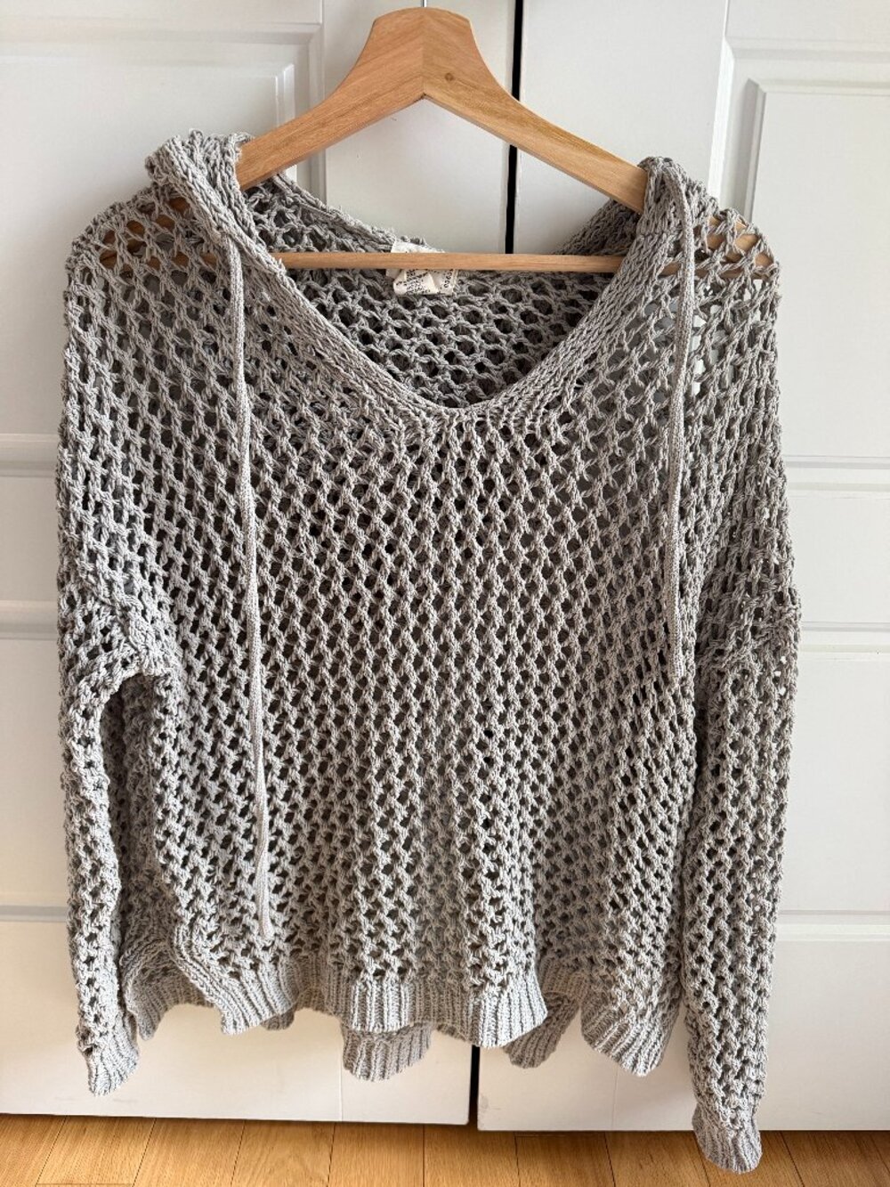 Nicole Miller Atelier open crochet knit hoodie